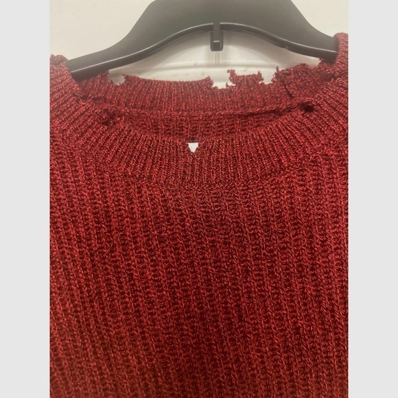 PISTOLA Eva Distressed Cotton Crew Neck Sweater Cherry black Marl XL NWT - Picture 8 of 11